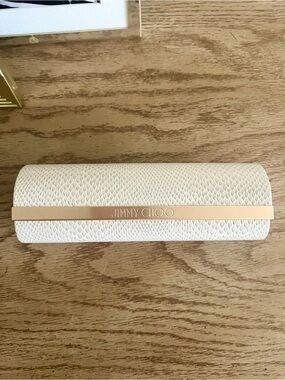 Jimmy Choo Cream Textured Glasses Case